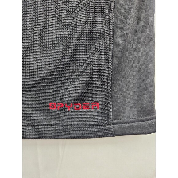 Spyder Full Zip Thermal Waffle Knit Fleece Lined Black Hooded Jacket Mens Small - Picture 8 of 12